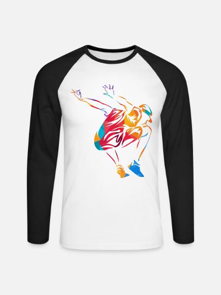 Wendiger Parkour Hindernisläufer - Unisex Baseballshirt langarm - Weiß/Schwarz