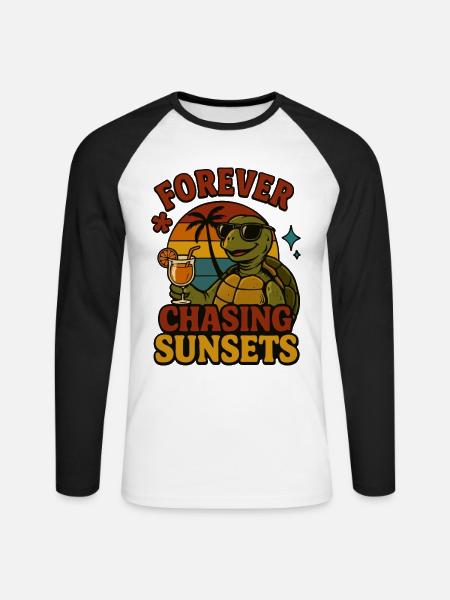 Forever chasing sunsets - Unisex Baseballshirt langarm - Weiß/Schwarz