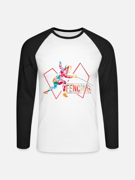 Furchtloser Fechter Turnierprofi - Unisex Baseballshirt langarm - Weiß/Schwarz