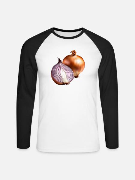 Rote Zwiebel Frische - Unisex Baseballshirt langarm - Weiß/Schwarz