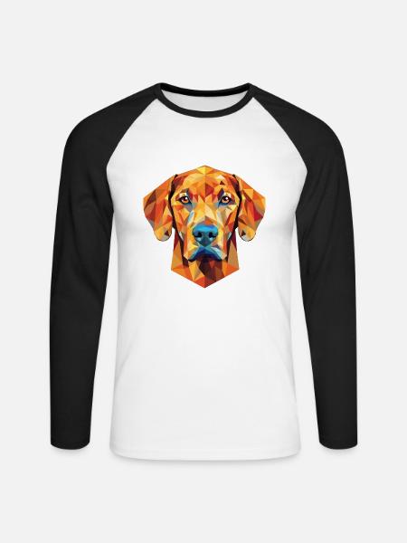 Rhodesian Ridgeback Hunderasse buntes Aquarell - Unisex Baseballshirt langarm - Weiß/Schwarz
