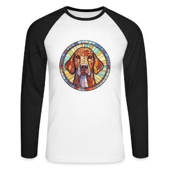 Plott Hund Hund Rasse Buntes Glas Buntes Wasser - Unisex Baseballshirt langarm - Weiß/Schwarz - Vorne - Nik (191cm)