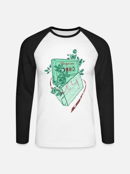 Oldschool Tape - Unisex Baseballshirt langarm - Weiß/Schwarz