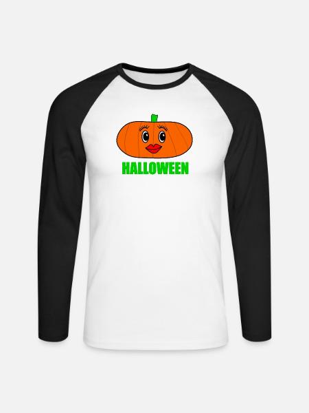 HALLOWEEN. KÜRBIS. HALLOWEEN-KÜRBIS - Unisex Baseballshirt langarm - Weiß/Schwarz