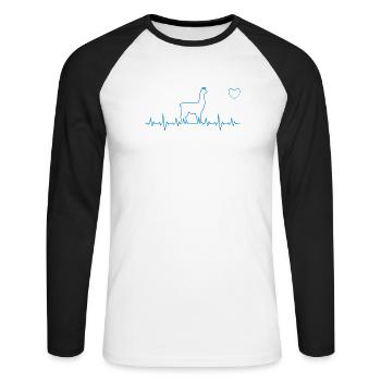 Llama - Unisex Baseballshirt langarm - Weiß/Schwarz - Vorne - Nik (191cm)