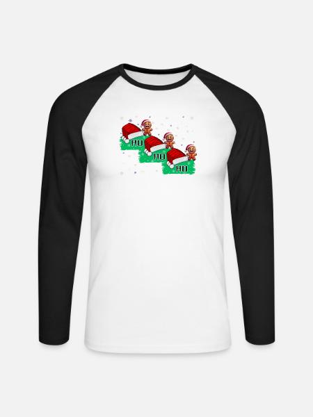 Ho Ho Ho Lebkuchenmännchen - Unisex Baseballshirt langarm - Weiß/Schwarz