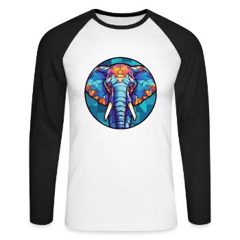 Elefant Buntes Glas Bunte Karikatur Kawaii Ani - Unisex Baseballshirt langarm - Weiß/Schwarz - Vorne - Nik (191cm)