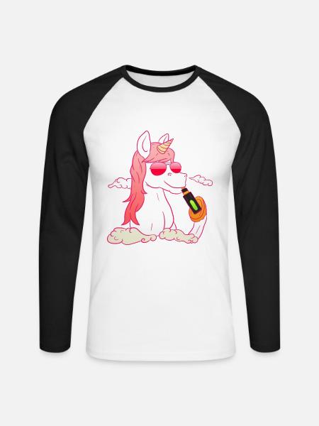 Unicorn Vaping - Unisex Baseballshirt langarm - Weiß/Schwarz