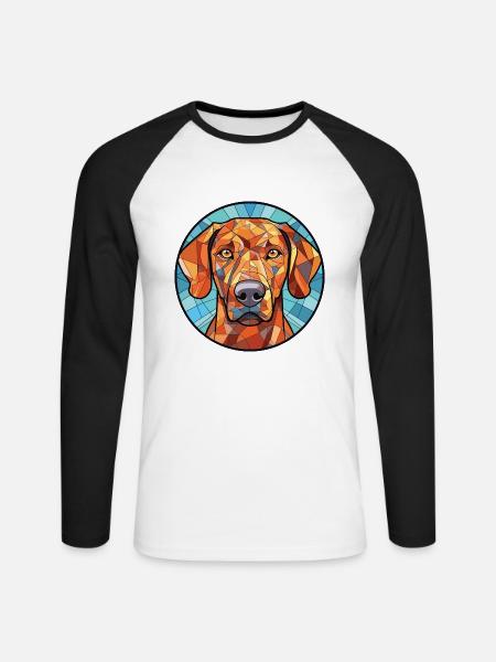 Rhodesian Ridgeback Hunderasse buntes Aquarell - Unisex Baseballshirt langarm - Weiß/Schwarz