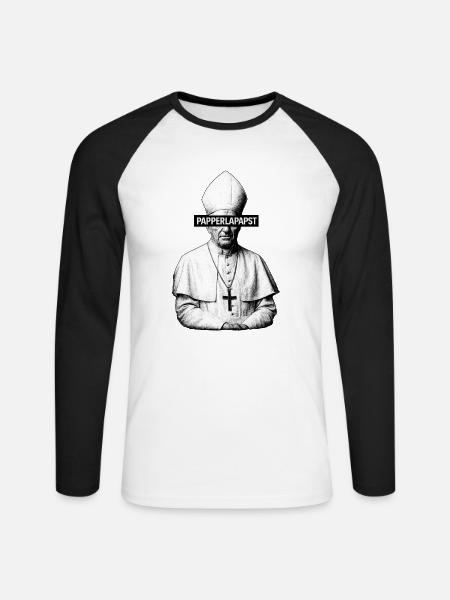 Papperlapapst - Unisex Baseballshirt langarm - Weiß/Schwarz