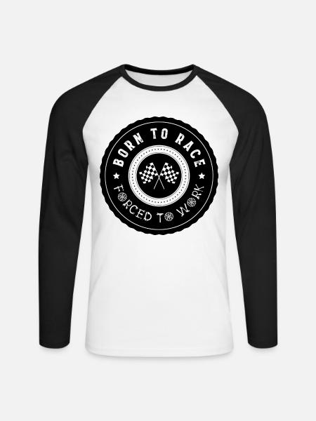 BornTo Race 2 - Unisex Baseballshirt langarm - Weiß/Schwarz