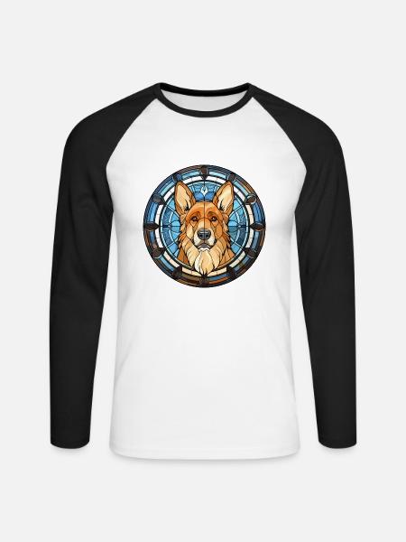 Karpatenschäferhund Rasse Buntglas Farbe - Unisex Baseballshirt langarm - Weiß/Schwarz