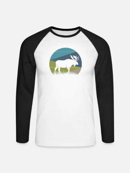 Elch - Unisex Baseballshirt langarm - Weiß/Schwarz