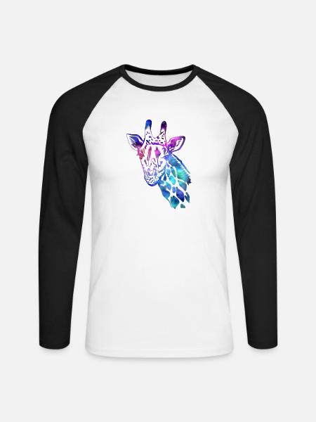 Giraffe - Unisex Baseballshirt langarm - Weiß/Schwarz