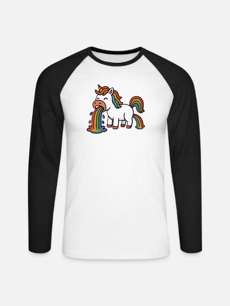 Brechdurchfall - Einhorn - Unisex Baseballshirt langarm - Weiß/Schwarz