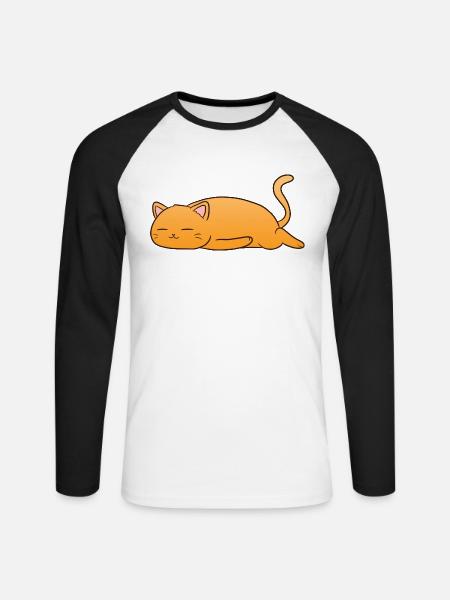 Sleeping Cat - Unisex Baseballshirt langarm - Weiß/Schwarz