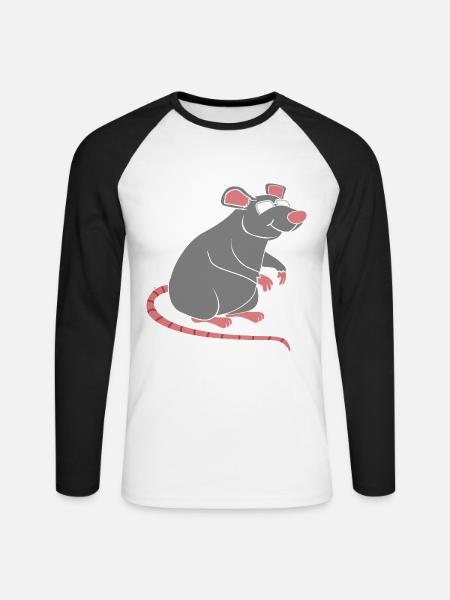 Ratte - Unisex Baseballshirt langarm - Weiß/Schwarz