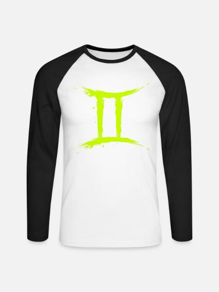 Sternzeichen Zwillinge Gelb Gemini Symbol - Unisex Baseballshirt langarm - Weiß/Schwarz