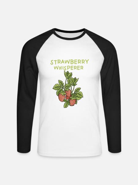 Erdbeeren Flüsterer - Unisex Baseballshirt langarm - Weiß/Schwarz