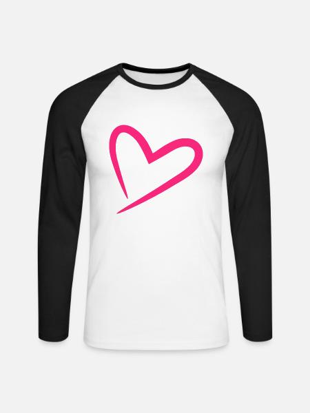 Herz in Rosa - Unisex Baseballshirt langarm - Weiß/Schwarz