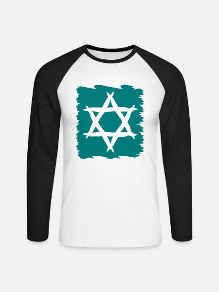 Davidstern neu - Unisex Baseballshirt langarm - Weiß/Schwarz