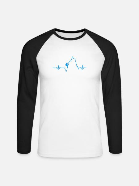 klettern berge - Unisex Baseballshirt langarm - Weiß/Schwarz