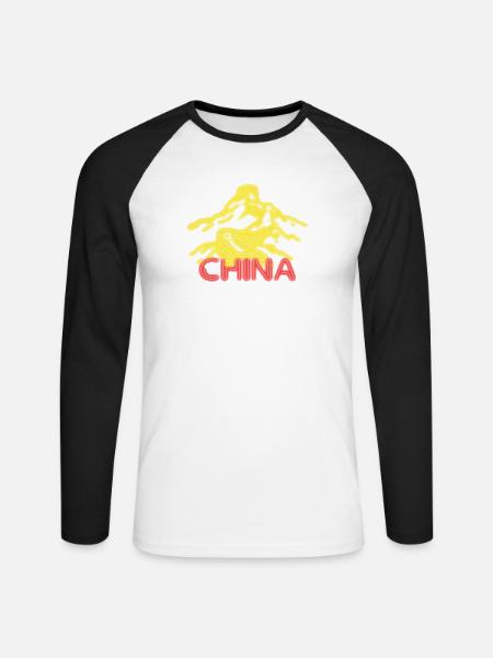China - Unisex Baseballshirt langarm - Weiß/Schwarz
