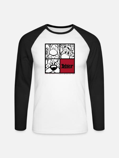 Asterix & Obelix & Idefix Porträt - Unisex Baseballshirt langarm - Weiß/Schwarz