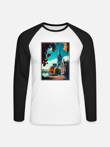 Bonn Deutschland Vintage Reiseposter WPA Souvenir - Unisex Baseballshirt langarm - Weiß/Schwarz