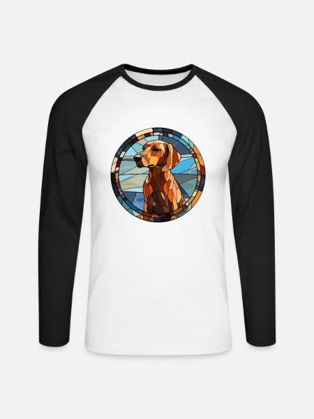 Braque du Bourbonnais Hunderasse Buntglas Colo - Unisex Baseballshirt langarm - Weiß/Schwarz