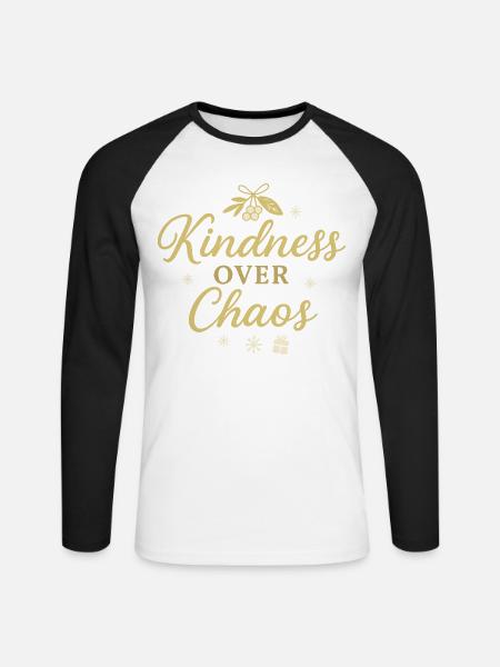 Freundlichkeit statt Chaos - Unisex Baseballshirt langarm - Weiß/Schwarz