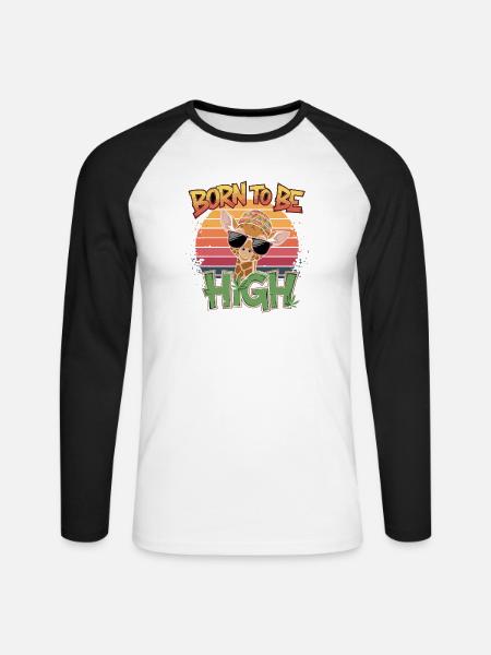 Born to be High - Unisex Baseballshirt langarm - Weiß/Schwarz