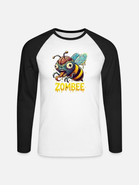 Zombee - Unisex Baseballshirt langarm - Weiß/Schwarz