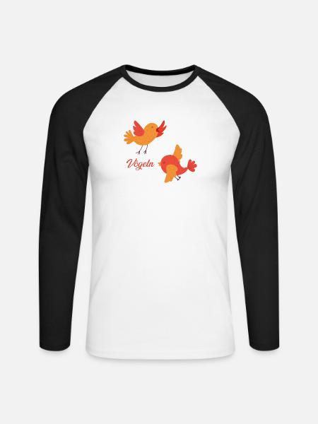 Vögeln - Unisex Baseballshirt langarm - Weiß/Schwarz
