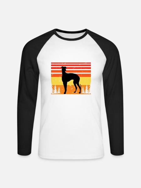 Galgo Espanol Hundeliebhaber Silhouette Vintage Sonnenuntergang - Unisex Baseballshirt langarm - Weiß/Schwarz