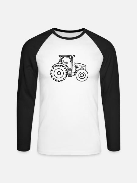 Traktor - Unisex Baseballshirt langarm - Weiß/Schwarz