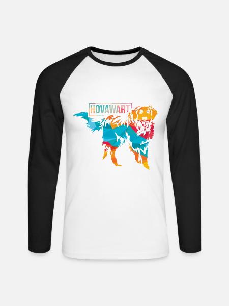 Kraftvoller Hovawart Gebrauchshund - Unisex Baseballshirt langarm - Weiß/Schwarz