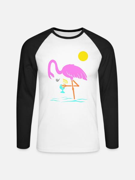 Flamingo Graphic Flamingoliebhaber Cocktailtrinker - Unisex Baseballshirt langarm - Weiß/Schwarz