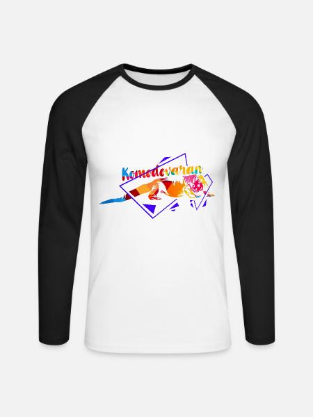 Faszinierender Komodovaran Tierschutz - Unisex Baseballshirt langarm - Weiß/Schwarz