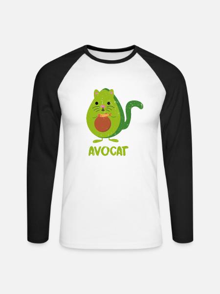 Verschmuste Avocado Samtpfötchen - Unisex Baseballshirt langarm - Weiß/Schwarz