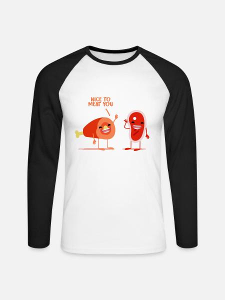 Herzhaftes Steak Metzgermeister - Unisex Baseballshirt langarm - Weiß/Schwarz