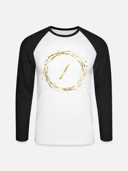 1 - Unisex Baseballshirt langarm - Weiß/Schwarz