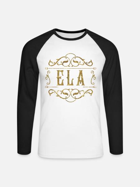 Ela gold - Unisex Baseballshirt langarm - Weiß/Schwarz