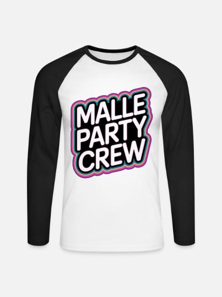 Malle Party Crew Mallorca - Unisex Baseballshirt langarm - Weiß/Schwarz