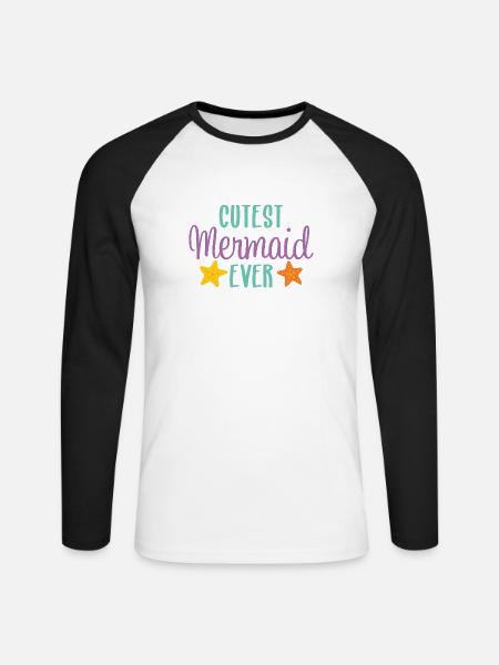 Cutest mermaid ever - Unisex Baseballshirt langarm - Weiß/Schwarz