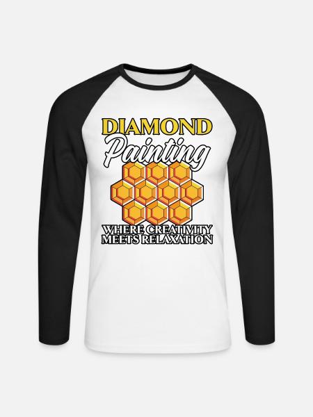 Diamantmalerei Handwerkszeug Diamantmaler - Unisex Baseballshirt langarm - Weiß/Schwarz