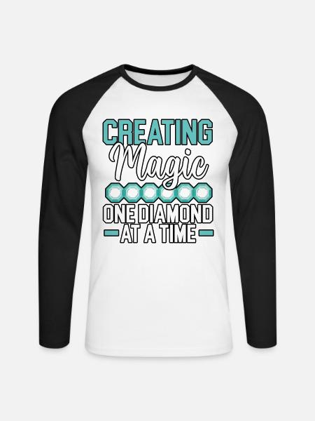 Diamantmalerei Handwerkszeug Diamantmaler - Unisex Baseballshirt langarm - Weiß/Schwarz