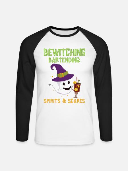 Verhexendes Bartending: Geister & Schrecken Hallow - Unisex Baseballshirt langarm - Weiß/Schwarz