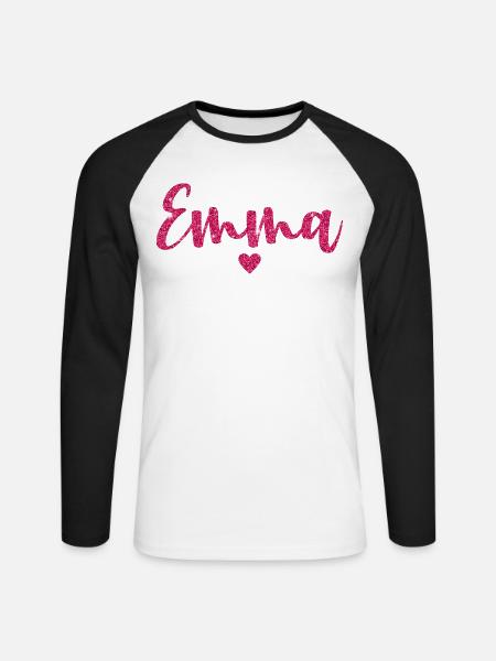 Emma Herz Pink - Unisex Baseballshirt langarm - Weiß/Schwarz
