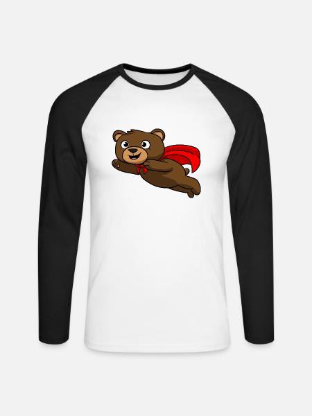 Super Bär Held - Unisex Baseballshirt langarm - Weiß/Schwarz